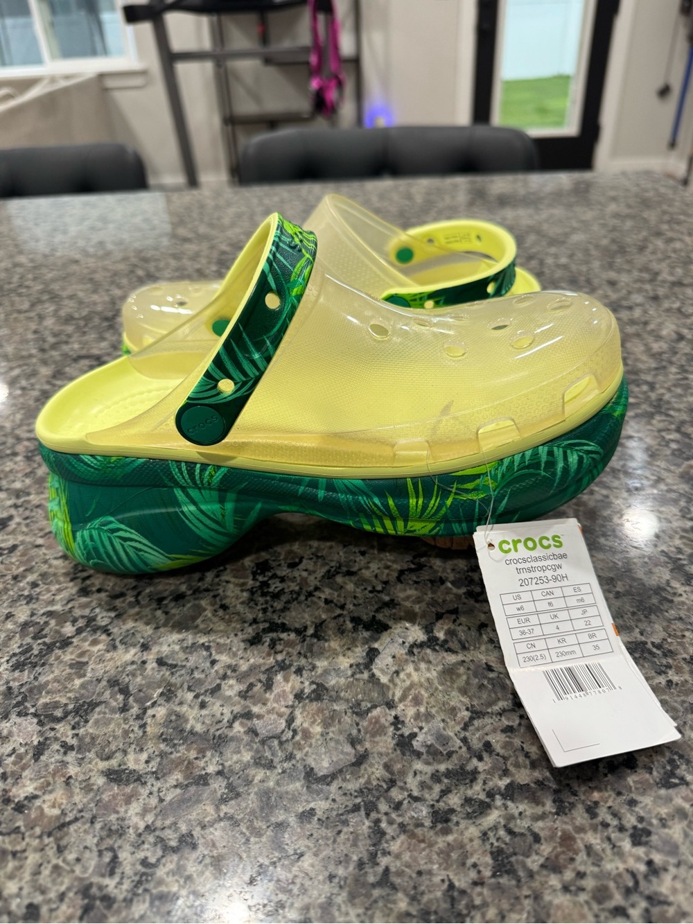 CROCS classic translucent tropical clogs size women’s 6 and brand new!
